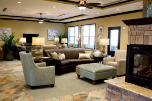 Assisted Living grand foyer fireplace