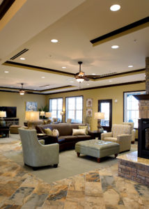 Assisted Living grand foyer fireplace